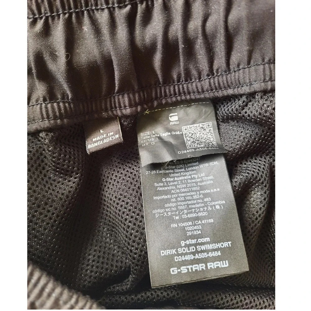 G-Star Raw Men Large Polyester Waistband Drawstring Sweat Black Athletic Short